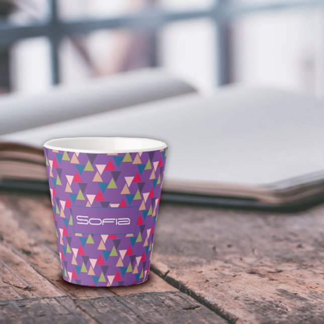 Tasse Latte Nom du motif triangle Abstrait lavande (Créateur téléchargé)