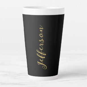 Tasse Latte Nom élégant minimaliste moderne de couleur noir or