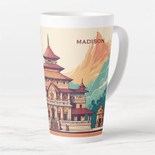Tasse Latte Nom et texte personnalisés Népal