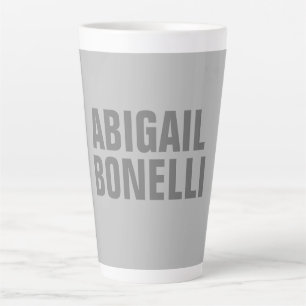 Tasse Latte Nom gris moderne minimaliste professionnel
