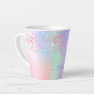 Tasse Latte Nom holographique rose violet