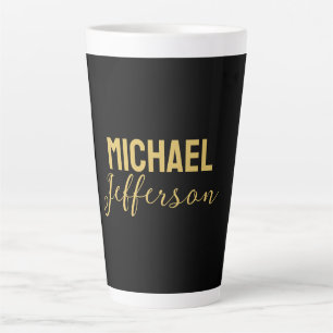 Tasse Latte Nom minimaliste moderne élégant couleur noir or