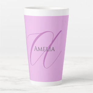 Tasse Latte Nom Monogramme Lettre initiale Orchid & Lilac