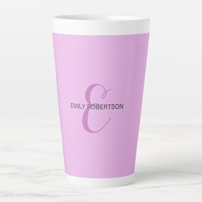Tasse Latte Nom Monogramme Lettre initiale Orchid & Lilac (Devant)