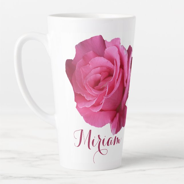 Tasse Latte Nom personnalisable Miriam joli rose rose rose flo (Gauche)