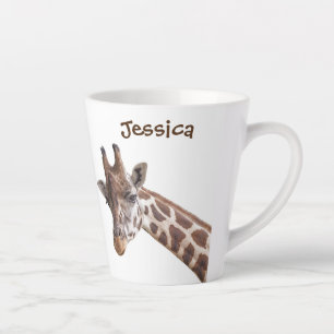 Tasse Latte Nom personnalisé de la girafe