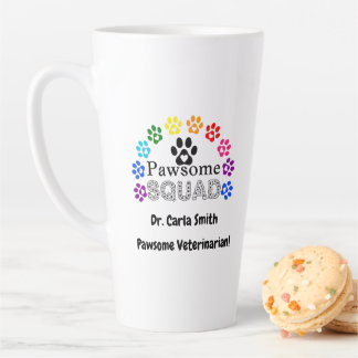 Tasse Latte Nom personnalisé du vétérinaire pawsome