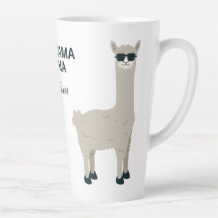 Tasse Latte Nom personnalisé et Cool texte Llama Latte