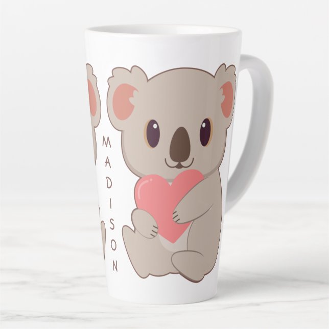 Tasse Latte Nom personnalisé Love Koala (Angle droit)