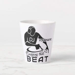 Tasse Latte Nom personnalisé Music DJ