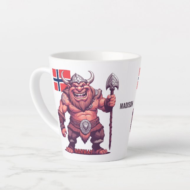 Tasse Latte Nom personnalisé Norwegian Troll (Angle gauche)
