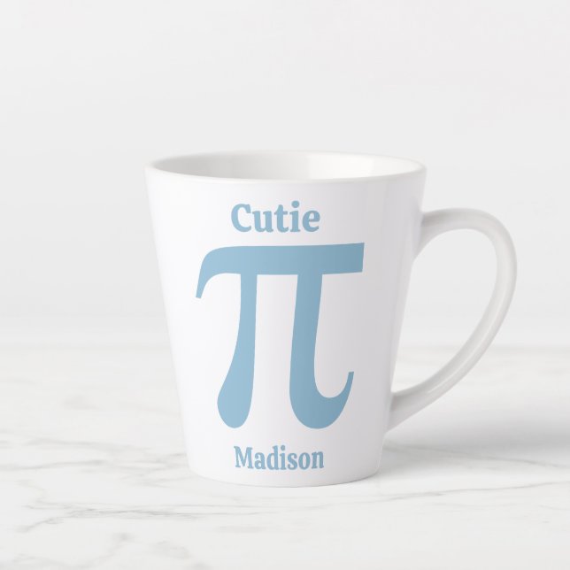 Tasse Latte Nom personnalisé Pi / Cutie Pi (Droite)