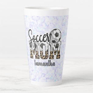 Tasse Latte Nom personnalisé Soccer Maman   Fête des mères