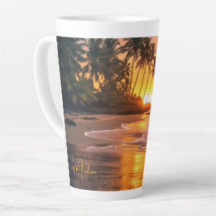 Tasse Latte Nom personnalisé Tropical Beach Sunset