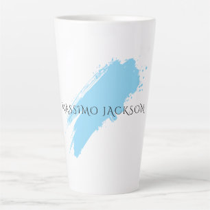 Tasse Latte Nom propre Décoratif Chic Simple Bleu Blanc