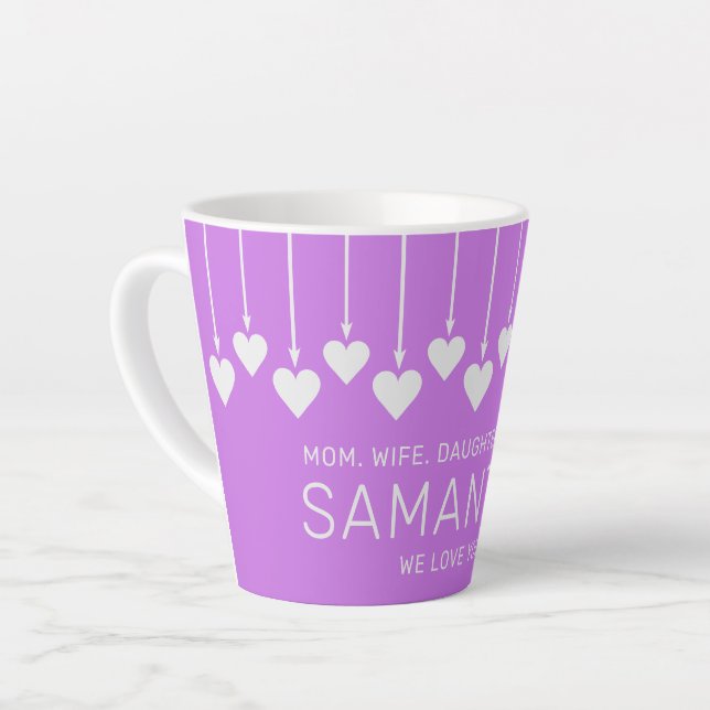Tasse Latte Nom, texte et couleur personnalisés (Angle gauche)