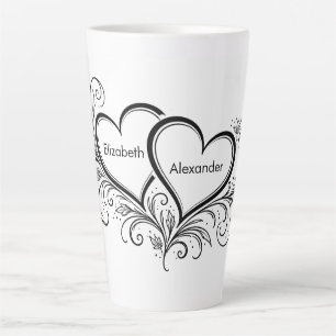 Tasse Latte Noms de couples Cadeau noir et blanc