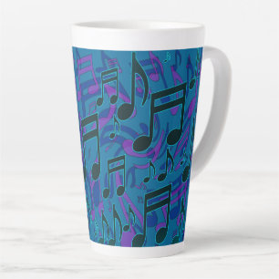 Tasse Latte Notes musicales Motif musical Bleu pourpre