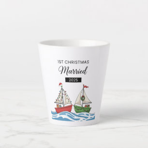 Tasse Latte Notre Premier Noël Mariés 2025 Mignon Thème Mari