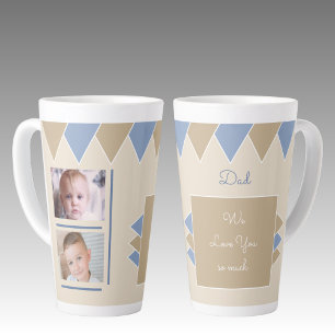 Tasse Latte Nous t'aimons Papa bleu et marron avec photos