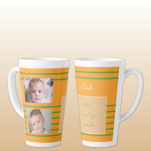 Tasse Latte Nous vous aimons papa orange et vert avec des phot