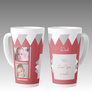 Tasse Latte Nous vous aimons Papa rouge et gris avec des photo