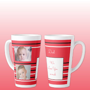 Tasse Latte Nous vous aimons papa rouge et noir avec des photo