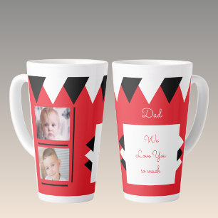 Tasse Latte Nous vous aimons Papa rouge et noir avec des photo