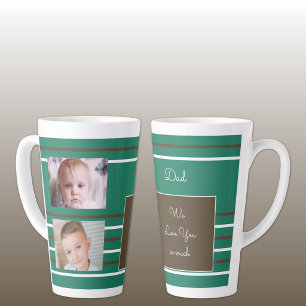 Tasse Latte Nous vous aimons papa vert et marron avec des phot