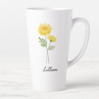 Tasse Latte Novembre Mois de naissance Fleur Chrysanthème
