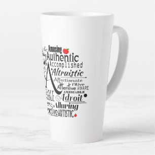 Tasse Latte Nuage de mots adjectif commençant par la lettre A 