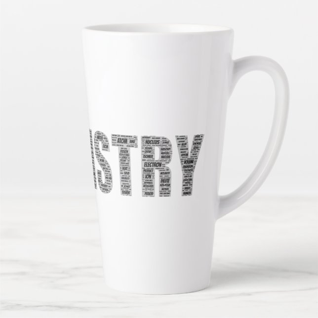 Tasse Latte Nuage de mots de chimie (Droite)