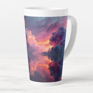 Tasse Latte Nuages de coucher de soleil surréalistes réfléchis