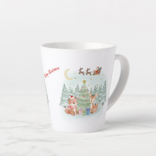 Tasse Latte Nuit de Noël magique dans la forêt hivernale