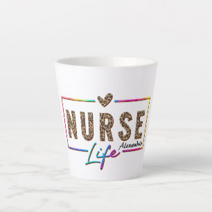 Tasse Latte "Nurse Life" en Elegant Rainbow Colors