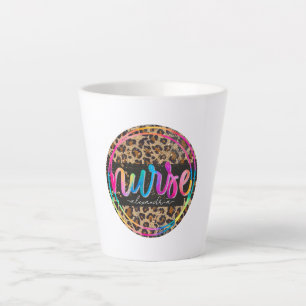Tasse Latte "Nurse - Love, Inspire, Heal" en couleur arc-en-ci