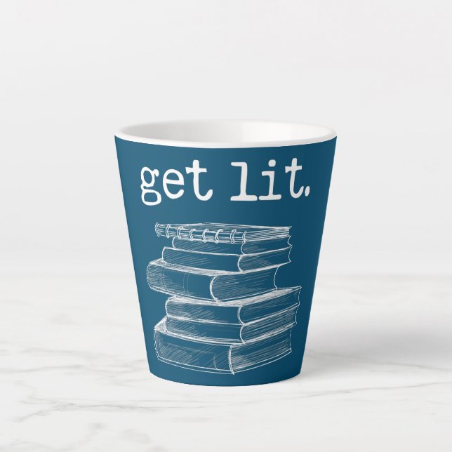 Tasse Latte Obtenez Lit avec des livres Drôle Mème Livre Lover (Devant)