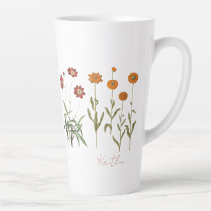 Tasse Latte Octobre Mois de naissance Fleurs Vintages Latte Mu