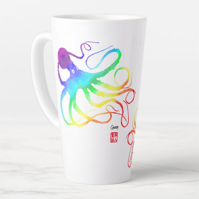 Tasse Latte Octopus arc-en-ciel - Grosse Musique (Angle gauche)
