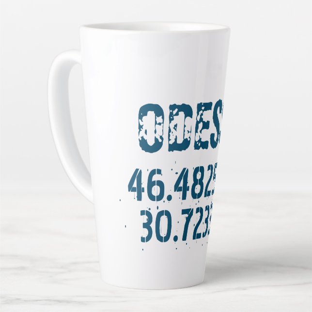 Tasse Latte Odessa Ukraine Latitude & Longitude en détresse (Angle gauche)