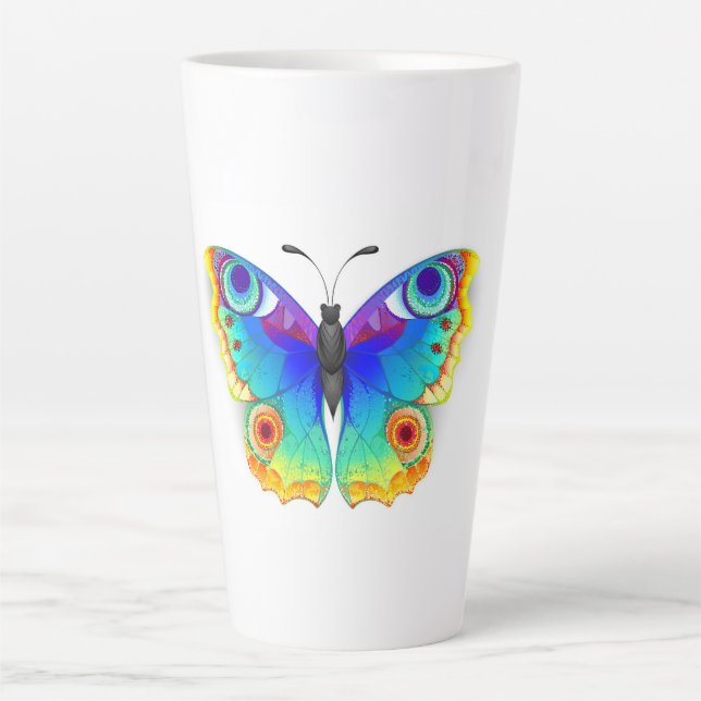 Tasse Latte Oeil de paon arc-en-ciel (Devant)
