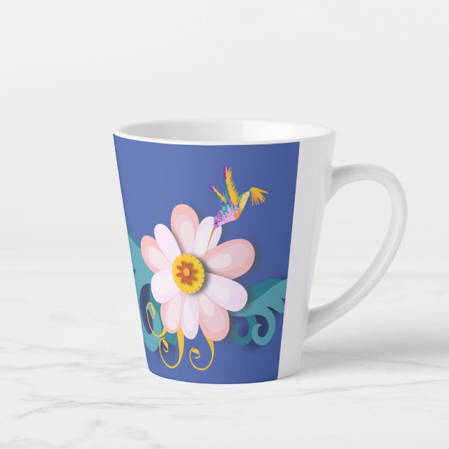 Tasse Latte Oiseau coloré (Droite)