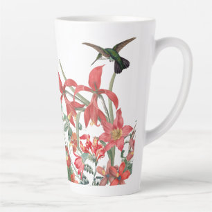 Tasse Latte Oiseaux de colibri Fleurs du Jardin Rouge Latte Mu