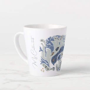 Tasse Latte Oiseaux enchevêtrés Texte personnalisable TWArt bl
