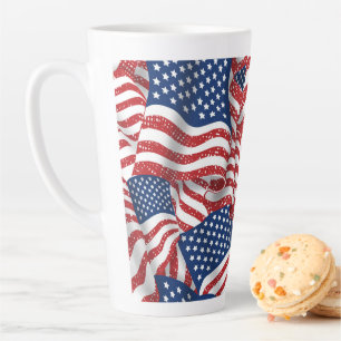 Tasse Latte Old Glory All American - États-Unis Drapeau Patroi
