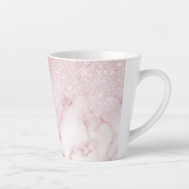 Tasse Latte Ombre de marbre de marbre rose rose brillant (Droite)