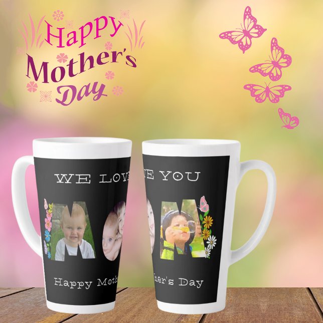 Tasse Latte On T'Aime Maman ! Fête des mères Papillon photo-no (Créateur téléchargé)
