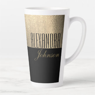 Tasse Latte Or jaune et noir Luxe moderne Nom