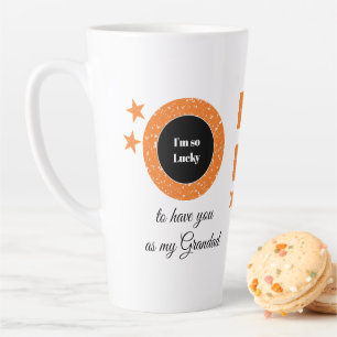 Tasse Latte Orange blanc tellement chanceux Papy avec photo