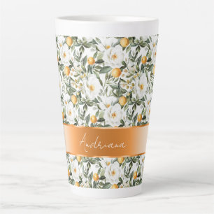 Tasse Latte Oranges florales romantiques Sicile Italienne